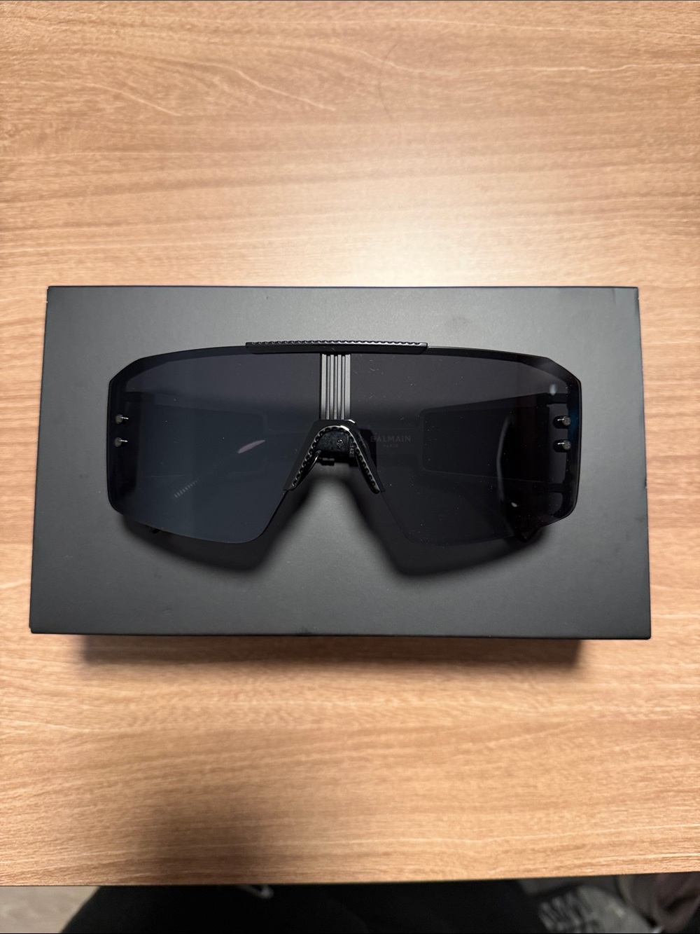 Balmain Black Shield Sunglasses - Wrapped Monolithic Lens